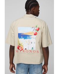 Boohoo - Oversized Half Sleeve Scenic Revere Shirt - Lyst