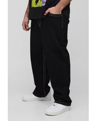 BoohooMAN - Plus Chunky Contrast Stitch Straight Leg Jeans - Lyst