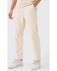 BoohooMAN - Relaxed Tapered Cord Trouser In Sand - Lyst