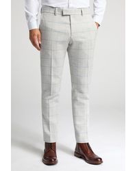 BoohooMAN - Antique Rogue Slim Fit Check Tweed Trousers - Lyst