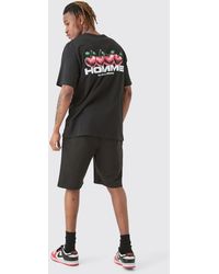 BoohooMAN - Tall Cherry Graphic Homme T-shirt & Short Set - Lyst