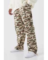 BoohooMAN - Plus Relaxed Cargo Pocket Camo Trouser - Lyst