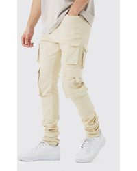BoohooMAN - Tall Fixed Waist Skinny Stacked Multi Cargo Trouser - Lyst