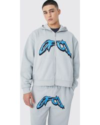 BoohooMAN - Ofcl Satin Zip Through Hoodie And Gusset Jogger Tracksuit - Lyst