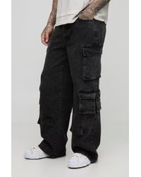 BoohooMAN - Tall Relaxed Fit Acid Wash Cargo Jeans - Lyst