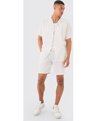 BoohooMAN - Oversized Linen Look Shirt & Short - Lyst