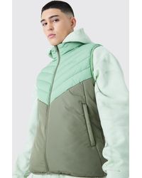 BoohooMAN - Man Colour Block Quilted Funnel Neck Gilet - Lyst