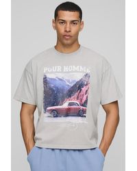 BoohooMAN - Oversized Boxy Washed Distressed Vintage Car Graphic T-Shirt - Lyst