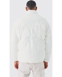BoohooMAN - Tall Oversized Peached Nylon Embroidered Puffer - Lyst