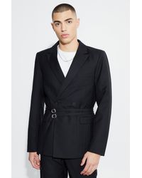 BoohooMAN - Slim Fit Double Breasted Seam Detail Blazer - Lyst