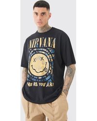 BoohooMAN - Tall Oversized Nirvana License T-shirt Black - Lyst
