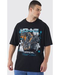 BoohooMAN - Tall Homme Cross Print Oversized T-shirt In Black - Lyst