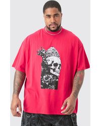 BoohooMAN - Plus Oversized Extended Neck Skull T-shirt - Lyst