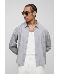 Boohoo - Regular Fit Crinkle Cotton Long Sleeve Shirt - Lyst
