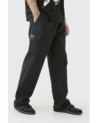 BoohooMAN - Tall Elastic Waist Twil Relaxed Fit Cargo Tab Trouser - Lyst