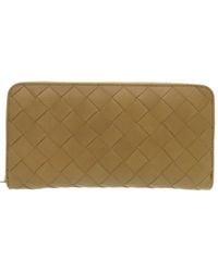 BoohooMAN - Bottega Veneta Preloved Zip Around Wallet Beige Leather Unisex - Brown - Lyst