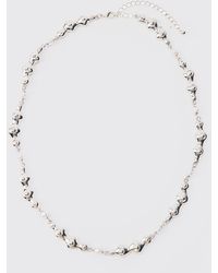 BoohooMAN - Pearl And Metal Necklace In Silver - Lyst