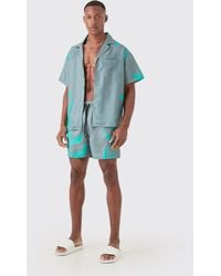 BoohooMAN - Boxy Printed Shirt And Trunks Set - Lyst