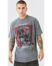 BoohooMAN - Oversized Extended Neck Ofcl Skull Wash T-shirt - Lyst