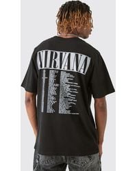 Boohoo - Tall Nirvana Tour Dates Back Print License T-shirt - Lyst