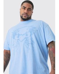 BoohooMAN - Plus Oversized Heart Breaker Printed -shirt In Light Blue - Lyst
