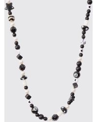 BoohooMAN - Mixed Beaded Necklace In Black - Lyst