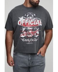 BoohooMAN - Plus Oversized Official Moto Washed Print T-Shirt - Lyst