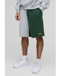 Boohoo - Oversized Colour Block Mid Length Shorts - Lyst