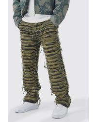 BoohooMAN - Relaxed Heavily Distressed Camo Trouser - Lyst