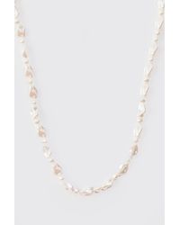 BoohooMAN - Shine Beaded Necklace In White - Lyst
