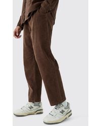 BoohooMAN - Elastic Waist Skate Cord Pants In Chocolate - Lyst