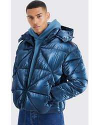 BoohooMAN - Metallic Boxy Quilted Puffer - Lyst
