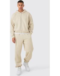 BoohooMAN - Man Oversized Zip Through Hooded Tracksuit - Lyst