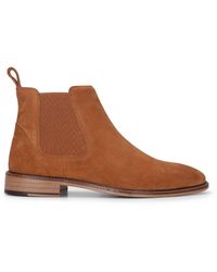 BoohooMAN - Infinity Leather Suede Leather Slip-on Chelsea Ankle Boots - Lyst