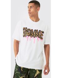 BoohooMAN - Oversized Leopard Puff Print T-shirt - Lyst