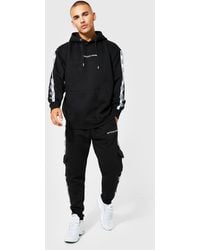 Boohoo - Official Man Tape Cargo Hooded Tracksuit - Lyst