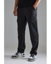 BoohooMAN - Straight Cargo Lightweight Stretch Smart Trousers - Lyst
