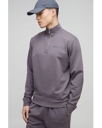 BoohooMAN - Regular Fit Edizione Heavyweight Zip Funnel Neck Sweatshirt - Lyst