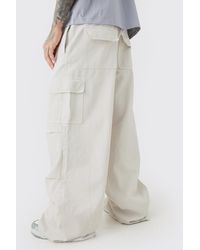 BoohooMAN - Tall Extreme Baggy Fit Cargo Trousers In Ecru - Lyst