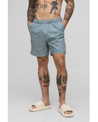BoohooMAN - Abstract Printed Mid Length Swim Trunks - Lyst