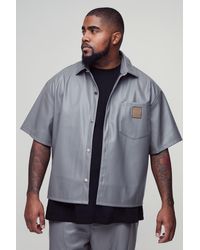 BoohooMAN - Plus Oversize Hemd mit PU Taschen-Detail - Lyst