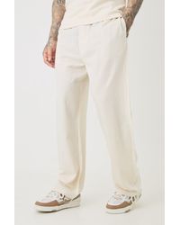 BoohooMAN - Tall Elasticated Waist Relaxed Linen Pants In Natural - Lyst