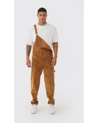 BoohooMAN - Relaxed Acid Wash Cord Overalls - Lyst