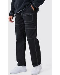 BoohooMAN - Relaxed Multi Cargo Pocket Contrast Stitch Trouser - Lyst