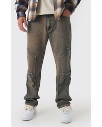 BoohooMAN - Straight Leg Carpenter Panel Jeans - Lyst