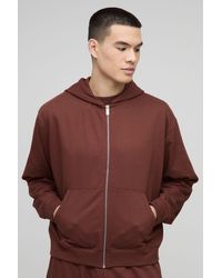 BoohooMAN - Lightweight Basic Oversized Boxy Zip Through Hoodie - Lyst
