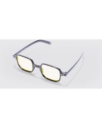 BoohooMAN - Square Yellow Lens Sunglasses In Black - Lyst