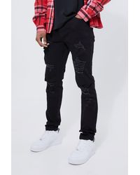 BoohooMAN - Skinny Stretch All Over Rip Jeans - Lyst