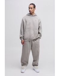 Boohoo - Chándal Oversize Worldwide Con Capucha Y Aplique Cruzado - Lyst