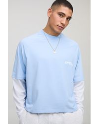 BoohooMAN - Oversized Boxy Ofcl Faux Layer Long Sleeve T-Shirt - Lyst